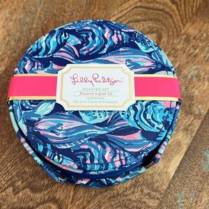 Lilly Pulitzer Beach Coasters Set of 6 Leatherette New